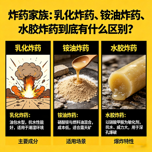 临城镇炸药家族：乳化炸药、铵油炸药、水胶炸药到底有什么区别？